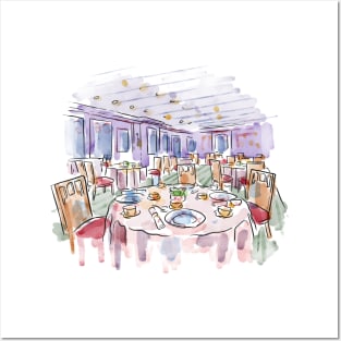 Restaurant Watercolor Illustration Posters and Art